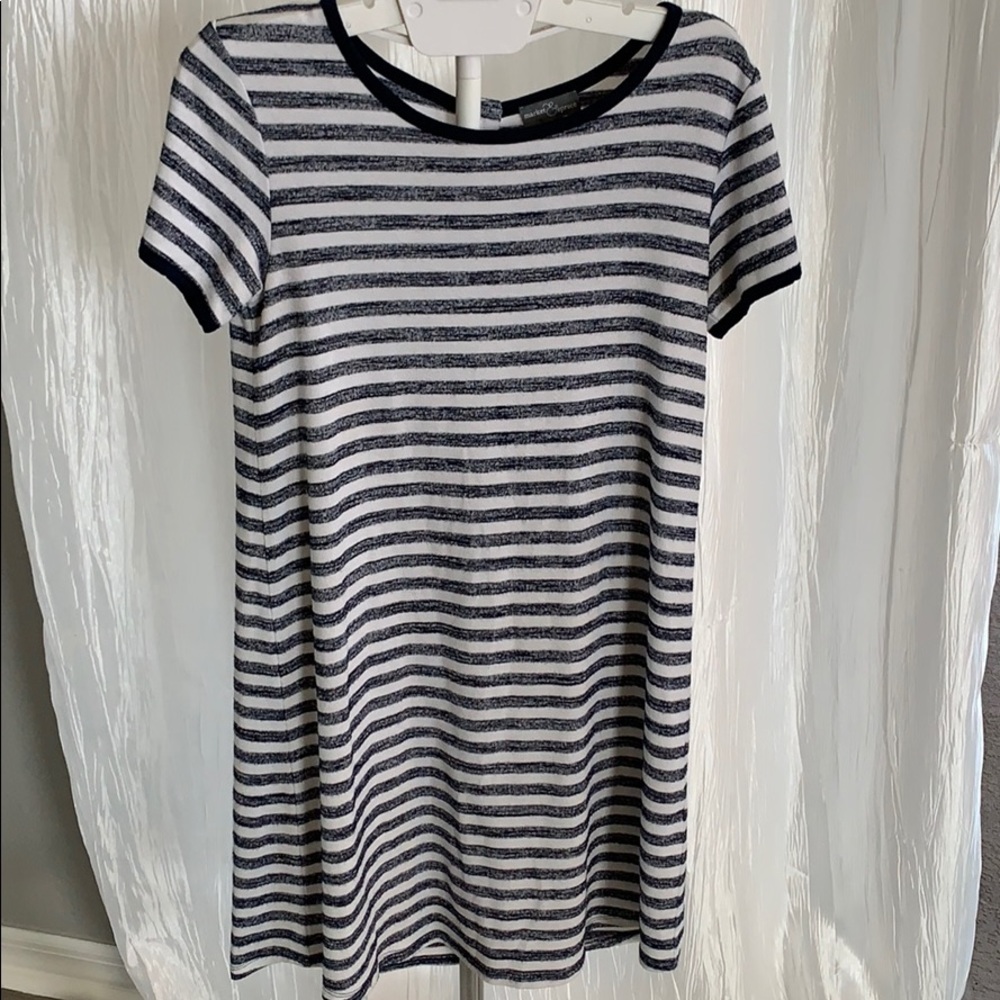 Navy and White Striped T-Shirt Dress